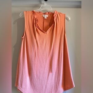 Market & Spruce Ruffled Coral Sleeveless Blouse